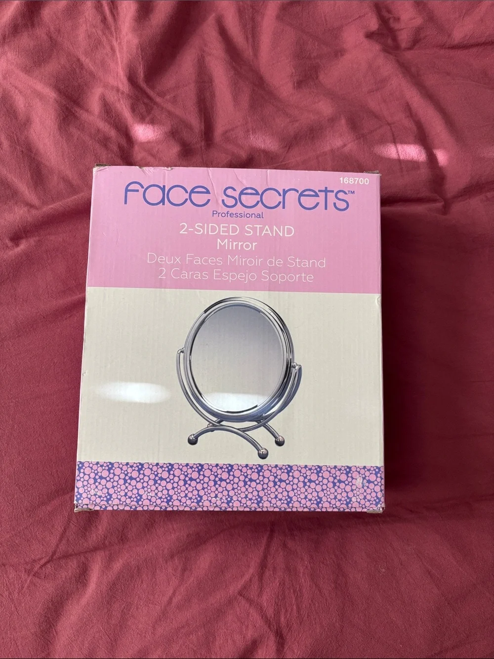 Face Secrets 2-Sided Stand Mirror - Pink & Cream Box BRAND NEW